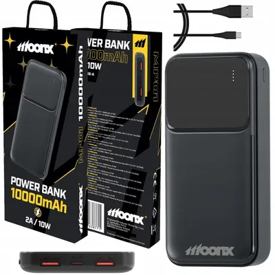 Zdjęcie produktu dla Moonx Powerbank 10000 Mah Do Ładowania Telefonu 2X Usb-A 2A 10W Mocny