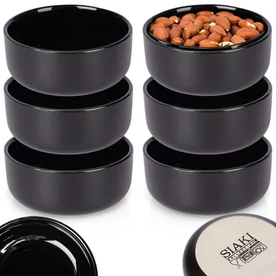 Image de Bol en céramique Bol à snacks Bol à trempette Bol en céramique noir 9 cm, 150 ml 4 pcs.