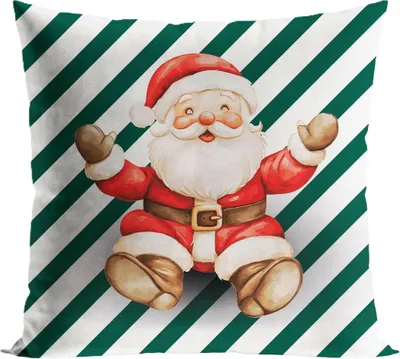 Immagine prodotto di MARKIZETA | Copricuscino - Copricuscino - 40 x 40 cm - Bianco Verde - Babbo Natale - Copricuscino natalizio - Natale
