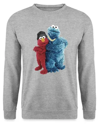 Produktbild von Spreadshirt Sesamstraße Gangster Krümelmonster & Elmo Uni Pullover, S, Weißgrau meliert