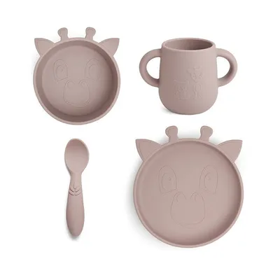 Immagine prodotto di Set di stoviglie in silicone Nuuroo Lykke, confezione da 4, motivo giraffa