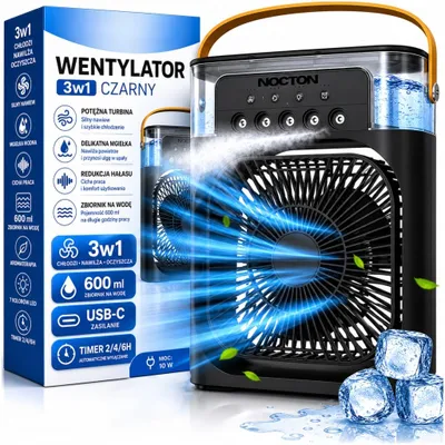 Zdjęcie produktu dla Wiatrak Biurkowy Wentylator Kolumnowy Klimatyzator Pokojowy Mgiełka Woda