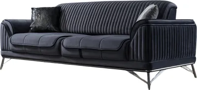 Produktbild von Villa Möbel Sofa Bond Anthrazit 2-Sitzer Relax- und Bettfunktion, pflegeleichter Mikrofaser Samtstoff, inkl. Kissen