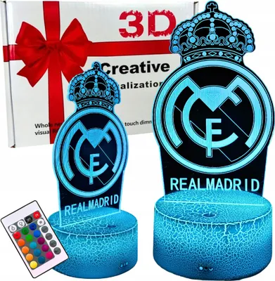 Image de Logo du Real Madrid Lumière de nuit pour enfants 16 LED 3D + télécommande