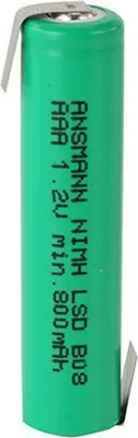 Produktbild von ANSMANN NiMH Akku Micro AAA 800mAh LSD mit Lötfahne 1.2V