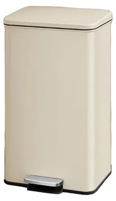 Image de Poubelle en acier blanc avec couvercle – durable – 34,8 x 32,1 x 55,7 cm