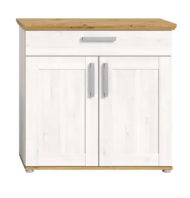 Produktbild von Schuhschrank "Mirano" weiß Lärche und Eiche Artisan Landhaus Flurkommode 95 cm