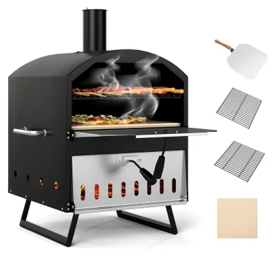 Image de Four à pizza extérieur au feu de bois, 40 cm, cuisson à 2 niveaux