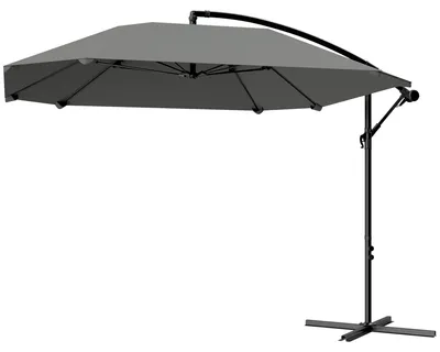 Produktbild von Ampelschirm Alu Ø 260 cm Sonnenschirm, wasserdicht Kurbelschirm mit Ständer, Kurbel, Dunkelgrau