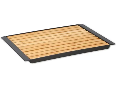 Produktbild von alpina Schneidbrett mit Auffangschale - Bambus Holz-Brett mit Saftrille - Holz-Brettchen - 38 x 27 x 2cm