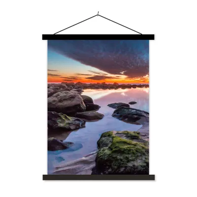 Produktbild von MuchoWow® Textilposter Felsen - Wasser - Natur 40x53 cm mit schwarzem Rahmen - Abbildung
