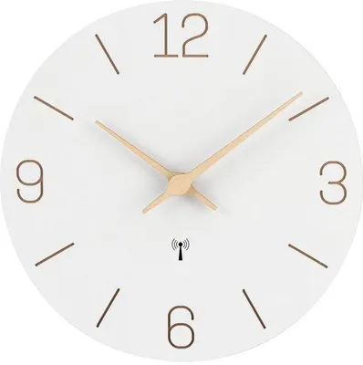 Immagine prodotto di Orologio da parete in MDF radiocomandato, silenzioso, 30 cm, alimentato a batteria al quarzo, grande orologio da parete per soggiorno e ufficio