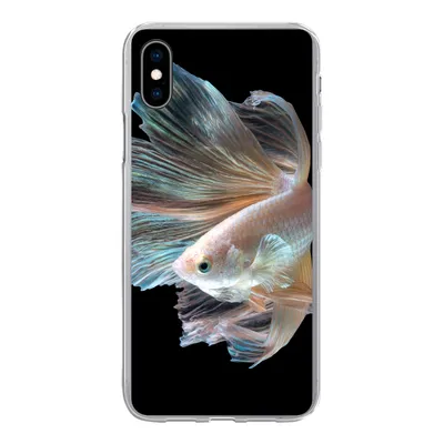 Produktbild von MuchoWow® Handyhülle Schutzhülle Hülle für iPhone Xs Fisch - Schwanz - Schwarz Silikon Softcase Handy Hülle - Handytasche