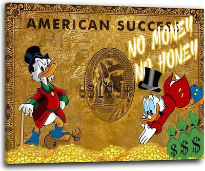 Produktbild von Pop Art Comic Duck Success Wandbild Leinwandbild Kunstdruck XL Wanddeko: 60x40x2cm