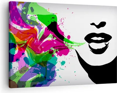 Produktbild von Bild auf Leinwand - Leinwandbild - Frau Gesicht Lippen Make-up - 70x50cm - Wand Bild - Wanddeko - Leinwanddruck - Bilder - Kunstdruck - Wanddekoration - Leinwand bilder - Wandkunst - AA70x50-2634