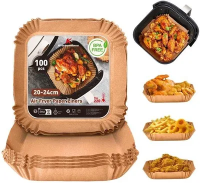 Obrázek produktu pro Papír na pečení do horkovzdušné fritézy, 20–24 cm, antistatický, voděodolný, olejuvzdorný, vhodný do horkovzdušné fritézy, trouby a mikrovlnné trouby