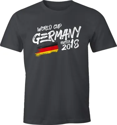 Produktbild von Herren Fan-Shirt Deutschland WM 2018 Fußball Weltmeisterschaft Trikot Flagge T-Shirt Fußball-Shirt Deutschland-Shirt Fan-Trikot Deutschland-Trikot Moonworks® dunkelgrau XXL