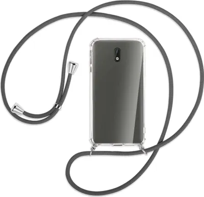 Produktbild von Handykette Backcover-Schutzhülle mit Band (Metall silberfarben) für Nokia 3 - dunkelgrau