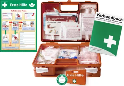Produktbild von Erste Hilfe Kasten -Paket 2- - aktuelle DIN/EN 13157 für BÜRO & BETRIEBE + DIN/EN 13164 für KFZ - INKL. Verbandbuch & AUSHANG