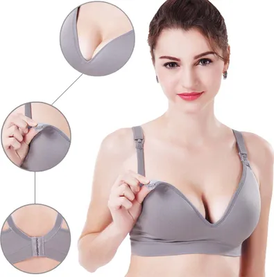 Obrázek produktu pro Dámská kojící podprsenka Kojící mateřská podprsenka pro ženy Soft Cup BHS (šedá 40D 42B 42C 42D)