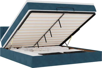 Zdjęcie produktu dla vidaXL Łóżko otomana z materacem ciemnoniebieskie 160x200 cm aksamitne
