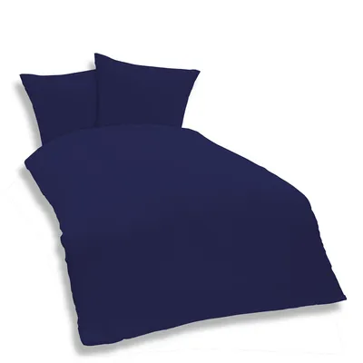 Produktbild von Uni Bettwäsche 200x200 cm navy blau Einfarbig Mikrofaser Garnitur