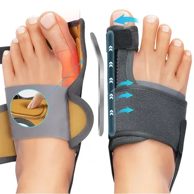 Produktbild von Hallux Valgus Schiene verstellbar mit Zehenspreizer, Ballenzeh Korrektor Tag & Nacht, Fußorthese mit Fixierband
