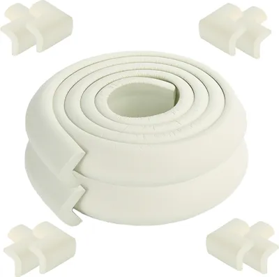 Image de [Pack de 2] 2 mètres de longueur de protection de bord de table Baby Proector + 8 coins (Blanc) Doux, non toxique et écologique