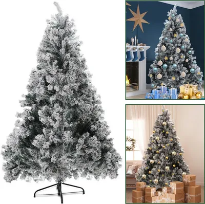 Immagine prodotto di Yakimz Albero di Natale aghi di pino con supporto Esterno floccato 150cm con polvere di neve