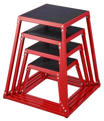 Produktbild von Sprungkasten Plyo Box - Stahlkonstruktion - Rutschfeste Oberfläche - Set mit 4 Höhen 30/46/61/76 cm - Für Homegym