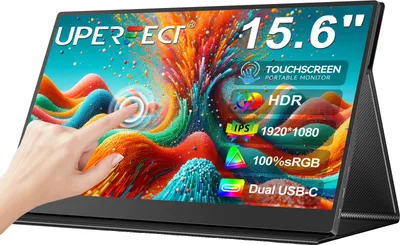 Obrázek produktu pro Přenosný dotykový monitor, 15,6" displej IPS, rozlišení 1920 x 1080, zástrčka EU