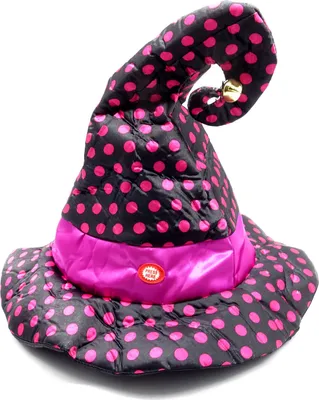 Produktbild von Witziger Hexenhut mit Sound und Bewegung (Schwarz mit pinken Punkten)
