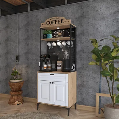 Immagine prodotto di Nemoli - Credenza, 70x40x186h cm Bianco Rovere, un Cassetto