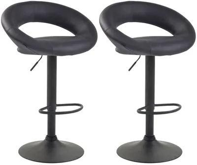 Produktbild von 2er Set Barhocker Olinda Kunstleder schwarz grau