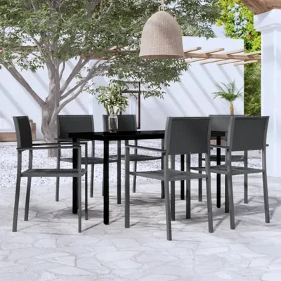 Image de The Living Store Ensemble de jardin 7 pièces noir
