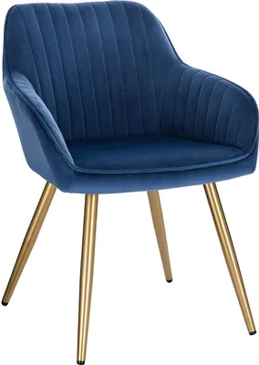 Produktbild von EUGAD Esszimmerstuhl, aus Samt, Polsterstuhl, mit Metallbeine, Blau