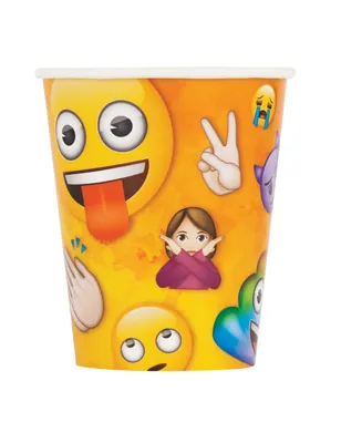 Produktbild von Emoji Pappbecher 8 Stück bunt 266 ml