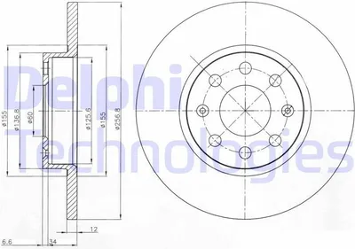 Produktbild von 2x DELPHI Bremsscheibe BG4155 für OPEL Corsa D Schrägheck (S07) 40 5mm 257mm