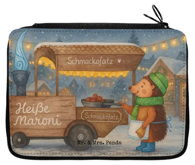 Produktbild von Mr. & Mrs. Panda Bleistiftetui Igel Maronen Design - Weiß - Geschenk, Weihnachten, Federmäppchen, Kastanien, Mäppchen, Schulmäppchen, Etui, Schlampermäppchen, Duft