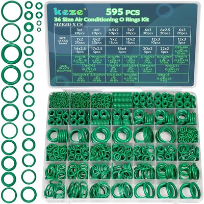 Productafbeelding van O-ringset voor airconditioning - Assortimentsset met 36 rubberen O-ringen voor compressoren - Auto-airconditioning en reparaties aan leidingen