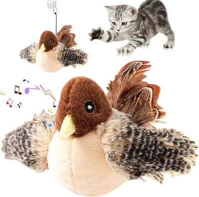 Produktbild von Interaktives Katzenspielzeug mit zwitscherndem Simulationsvogel - Lustiges und unterhaltsames Katzenspielzeug für stundenlangen Spielspaß mit Schlagwörtern: interaktiv, Vogelspeelzeug, Katzen.