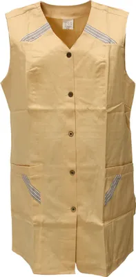 Produktbild von 7/8 Kasack Baumwolle einfarbig Schürze kurz ohne Arm , Größe:46, Farbe:beige