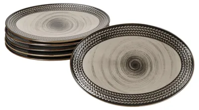 Produktbild von Mäser Prospero 6x Platte oval 24,4cmx16,8cm Porzellan braunes Geschirr Teller Relief