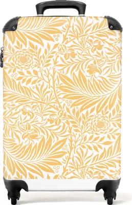 Produktbild von NoBoringSuitcases.com® Koffer Handgepäck Trolley Rollkoffer Kleine Reisekoffer mit 4 Rollen - William Morris - Gelb - Blätter - Muster - Kunst - Cabin Size < 55x40x23 cm & 55x40x20 cm - Fotokoffer - Kabinenkoffer - BoardgepäckHandgepäck Koffer 55x35x20 cm, 36L,