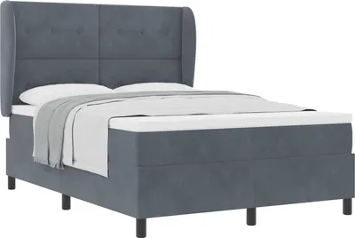 Image de Lit à ressorts avec matelas Gris foncé 190 x 140 cm Velours