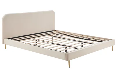 Immagine prodotto di Letto imbottito con rivestimento in velluto beige 180x200 cm