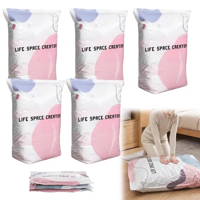 Vakuumbeutel ohne Pumpe, 5 Stück, luftdicht, für Kleidung & Decken