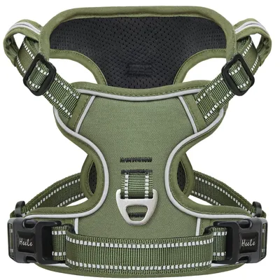 Imagen del producto de Arnés para perro - Ajustable - Reflectante - Verde militar - Talla S