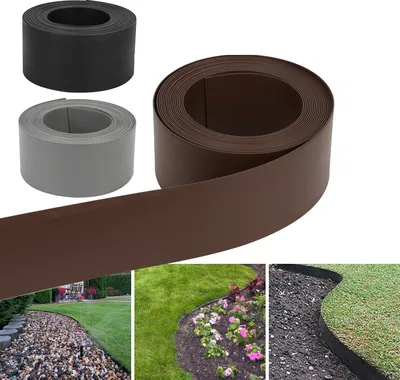 Produktbild von Yakimz Rasenkante Kies Beeteinfassung Mähkante Beetumrandung Rasenband Oberkante Gartenwegen Gartenumrandung Rasenbegrenzung Grau 1000x12.5cm
