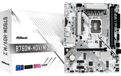 Produktbild von Asrock B760M-HDV/M.2, Intel, LGA 1700, Intel Core i3 12th Gen, Intel Core i3 13th Gen, Intel Core i5 12th Gen, Intel Core i5 13th Gen,..., DDR5-SDRAM, 96 GB, DIMM